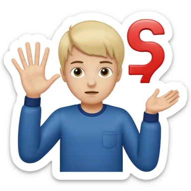 A boy shrugging with the number 6 over one hand and the number 7 over the other  sticker