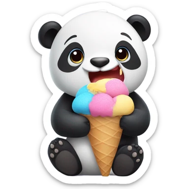 Panda eating ice cream sticker