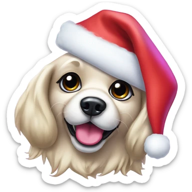 Lisa frank Christmas dog with Santa hat sticker