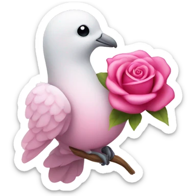 pink dove holding a rose sticker