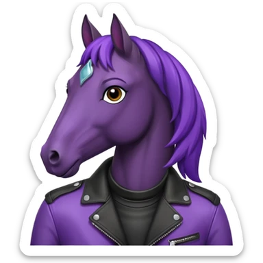 Purple horse wearing leather jacket
 sticker