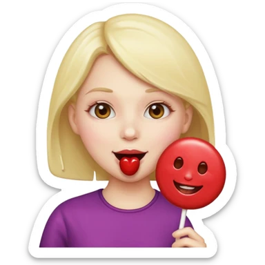 Emoji girl sucking lolipop sticker