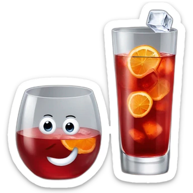 Negroni in tumbler with giant ice cube sticker