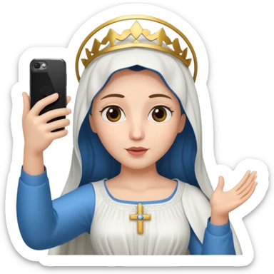 emoji della madonna vestita di BIANCO  con SCATTA UN SELFIE
 sticker