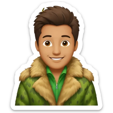 male in green fur coat  sticker
