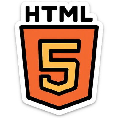 HTML logo as a colored icon with orange color, modern color outline style sticker