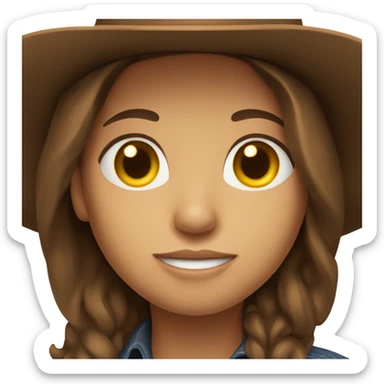 brown hair girl with deep brown cowboy hat, default yellow skin sticker