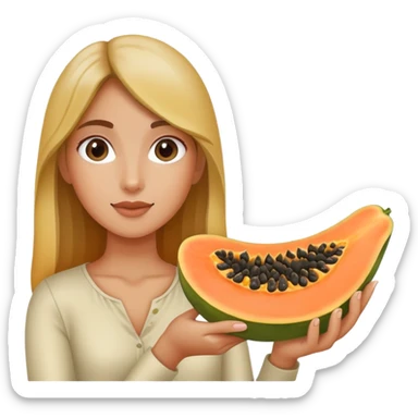 Beautiful body of  Girl beautiful body holding one half of papaya sliced in half sticker