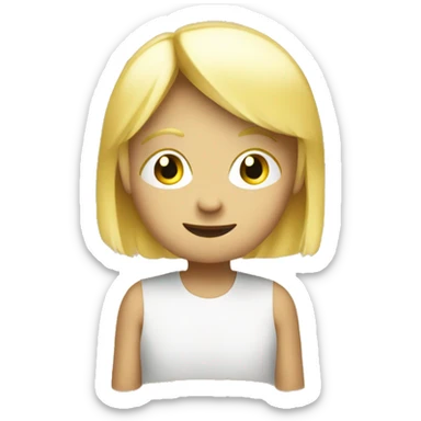 talking blond child with two speech bubbles near sticker