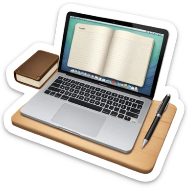 MacBook with journal and pen  sticker