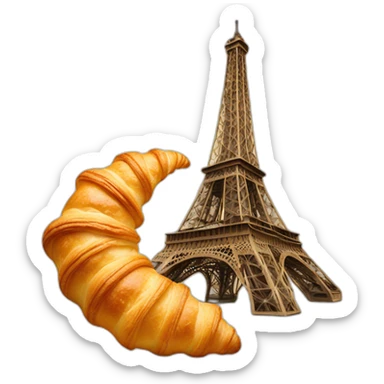 croissant, Eiffel Tower, steam sticker