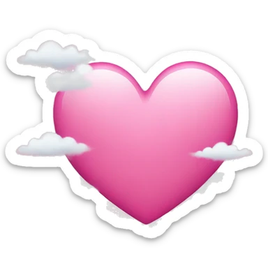 pink heart with clouds sticker
