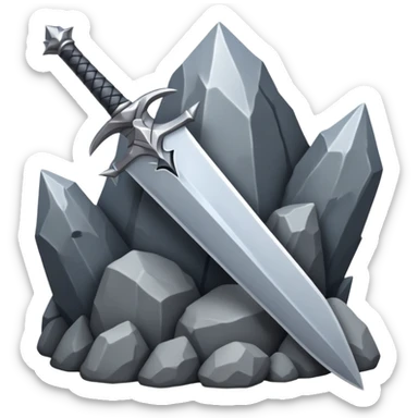 a sword in a spiky rock sticker