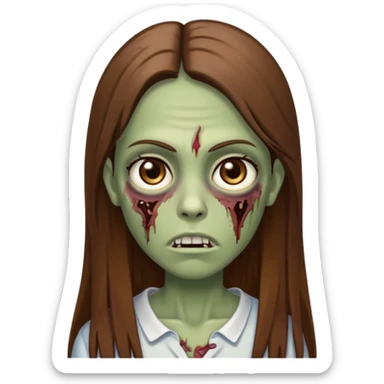 zumbi de franja, cabelo longo, liso e castanho. Olho amendoado e castanho  sticker