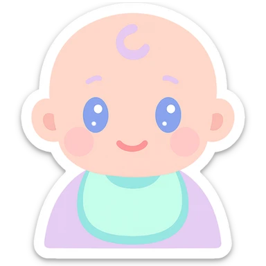 bébé avec un bavoir, illustration mignonne, couleurs douces sticker