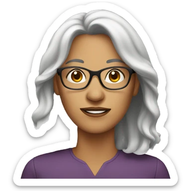 middle age woman long hair and glasses sticker