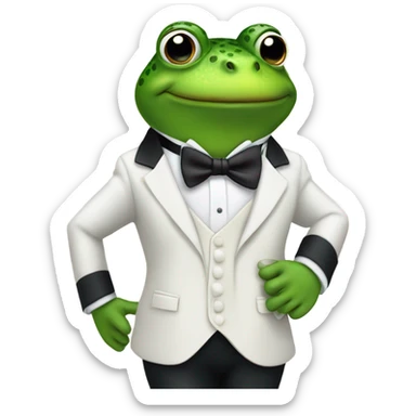 Green toad in tuxedo  sticker