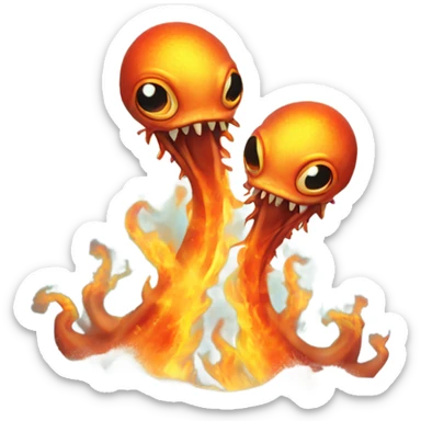 Two headed sea creature rising from the ocean in flames sticker