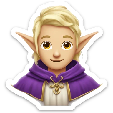 Elf wizard with Elf ears and blonde hair and purple robes sticker