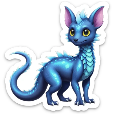 Feral Rare Fantasy Darkg gothic spooky  sparkly shiny Draco-Vernid-Trico-species by LiLaiRa, random markings, tufted tail, tufted ears, full body sticker