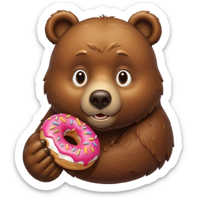 A lazy bear eats donut sticker