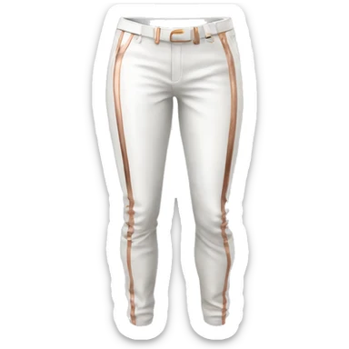 Realistic isolated pair white leather pants with rose gold pinstripes on them. sticker