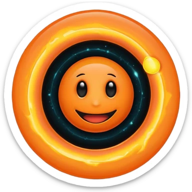 make a blackhole, accretion disk and all, with an orange smiley face, black head, orange ring, orange eyes, orange mouth, no other details sticker