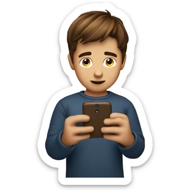 Brown hair boy watching his phone sticker
