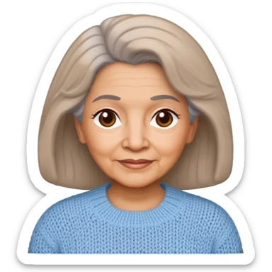 Latina grandmother, light brunette, with light blue knitted sweater sticker
