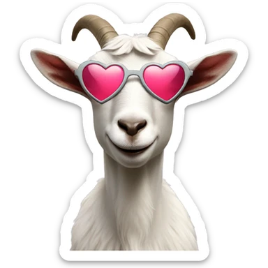 Goat wearing heart sunglasses  sticker