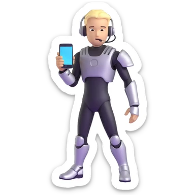 cyber y2k guy with metallic clothing and digital accessories sticker
