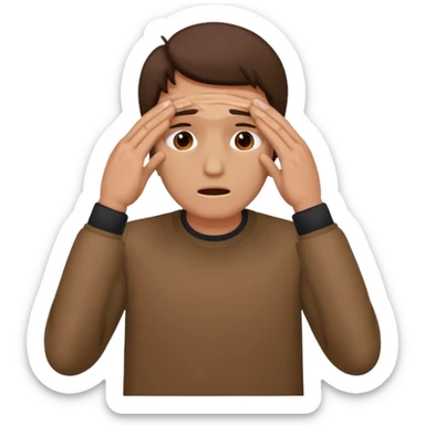 Could you please make an emoji of a community manager man with iphone stressed and covering his face? sticker