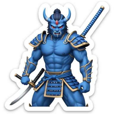 blue samurai oni sticker
