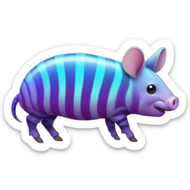 Iridescent spotted striped cyan purple gradient pig armadillo cow centipede insect with star markings star shaped spots sticker
