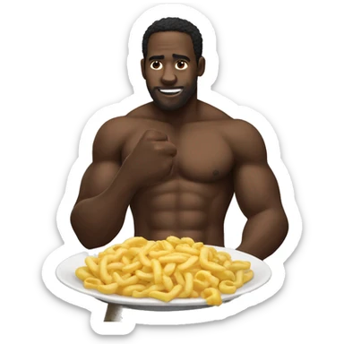 Big shirtless black dude eating  sticker