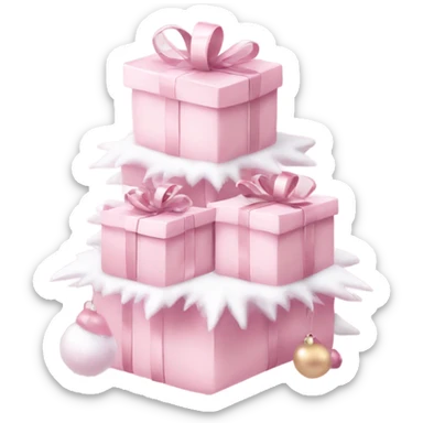 Light pink Christmas gifts under a white Christmas tree  sticker