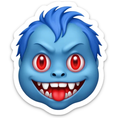 Quiero que hagas un monstruo azul y quiero que tenga boca roja y tambien pelo azul sticker