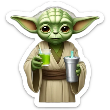 Yoda drinking an arabic drink sticker