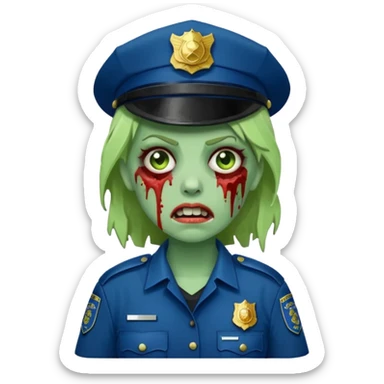 green zombie female police sticker