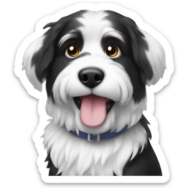 furr bobtail dog black and white  sticker