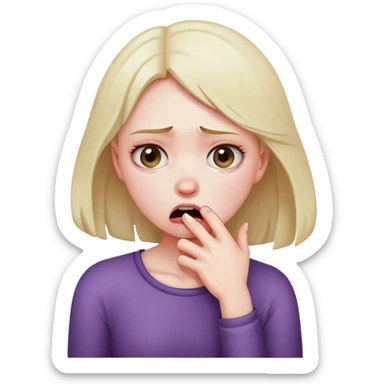 Girl upset and choking herself  sticker