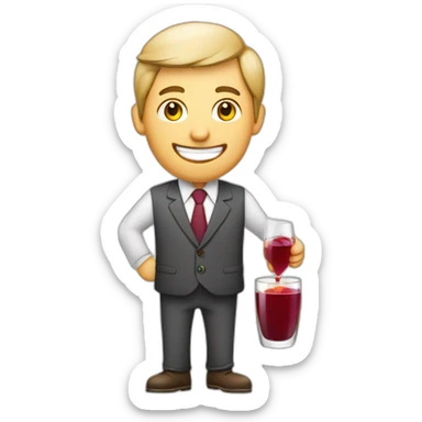 Happy-Office-worker-dribling-Mulled-Wine sticker