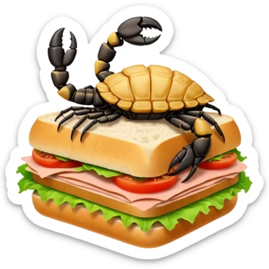 A scorpion in a cloud eating a sandwich sticker