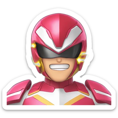 power ranger style AI with brain exposed lightning explosion overwhelmed anime style sticker