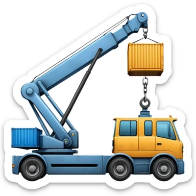 Container being lifted by a large machine. sticker