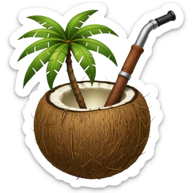 Green Coconut with open and with pipe sticker