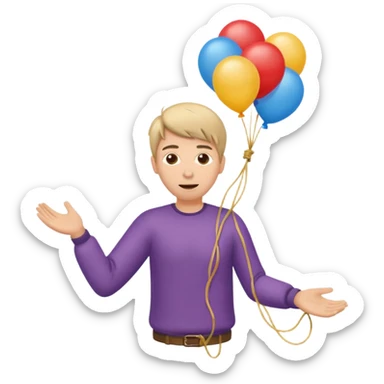 человек зацепился о шарик и летит  sticker