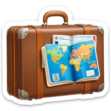 travel itinerary with suitcase and passport, no text or letters sticker