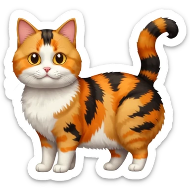 full body calico tabby cat with tiny head and fat body sticker
