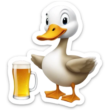 duck holding a beer sticker